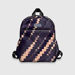 Детский рюкзак Фиолетовый с бежевым искажённые полосы, цвет: 3D-принт