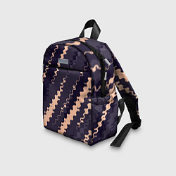 Детский рюкзак Фиолетовый с бежевым искажённые полосы, цвет: 3D-принт — фото 2