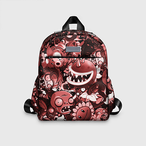 Детский рюкзак Растения против зомби в красном цвете / 3D-принт – фото 1