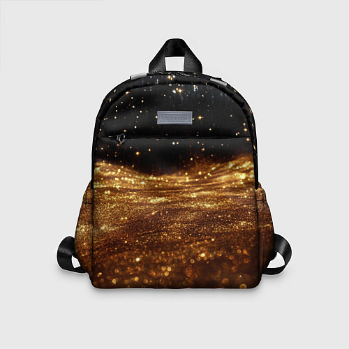 Детский рюкзак Золотистые крупицы на черном / 3D-принт – фото 1