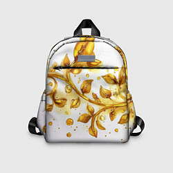 Детский рюкзак Золотые листья на белом, цвет: 3D-принт