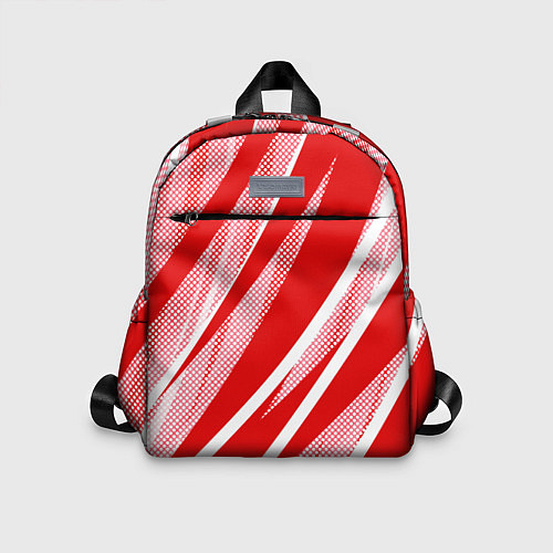Детский рюкзак Красно-белый абстракция с полосами / 3D-принт – фото 1
