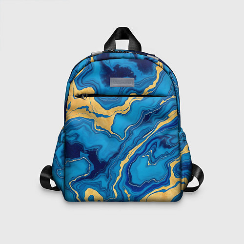Детский рюкзак Синий мрамор с золотом / 3D-принт – фото 1
