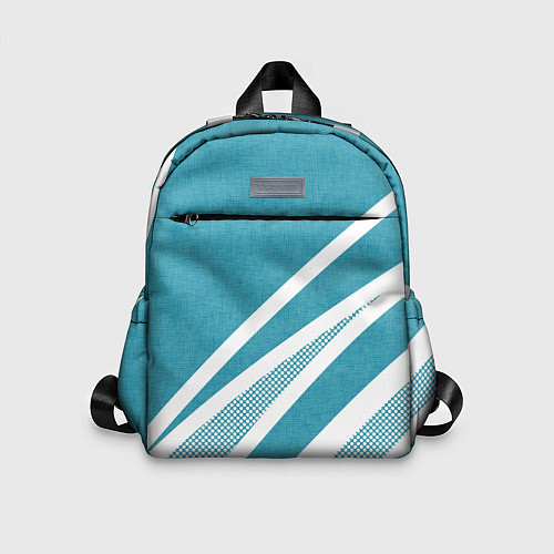 Детский рюкзак Бело-голубой абстракция с полосами / 3D-принт – фото 1