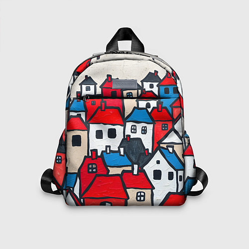Детский рюкзак Красные и белые домики / 3D-принт – фото 1