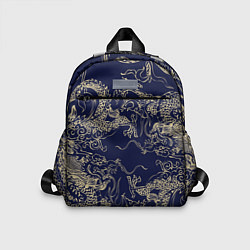 Детский рюкзак Золотые драконы на синем, цвет: 3D-принт