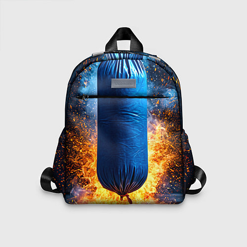 Детский рюкзак Синяя боксерская груша в огне / 3D-принт – фото 1