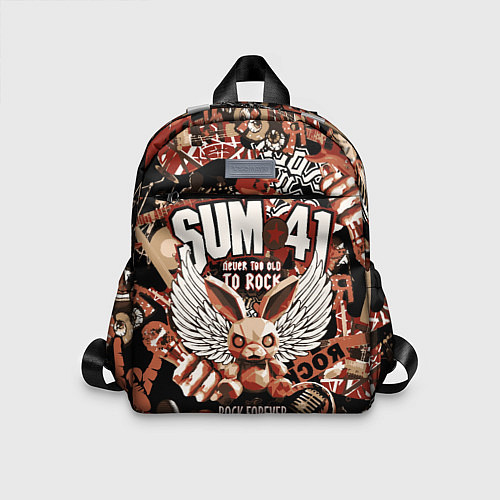 Детский рюкзак Sum 41 на фоне кролика и гитар / 3D-принт – фото 1