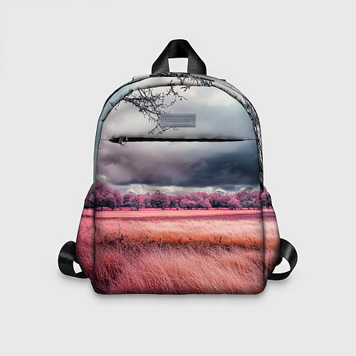 Детский рюкзак Поле и деревья пейзаж - инфракрасный стиль / 3D-принт – фото 1