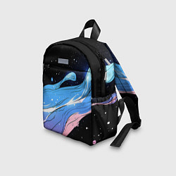 Детский рюкзак Синяя волна на черном - текстура, цвет: 3D-принт — фото 2