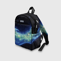 Детский рюкзак Синяя волна с зеленым оттенком на черном, цвет: 3D-принт — фото 2