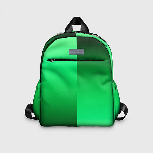 Детский рюкзак Чёрно-зелёный градиент пополам / 3D-принт – фото 1