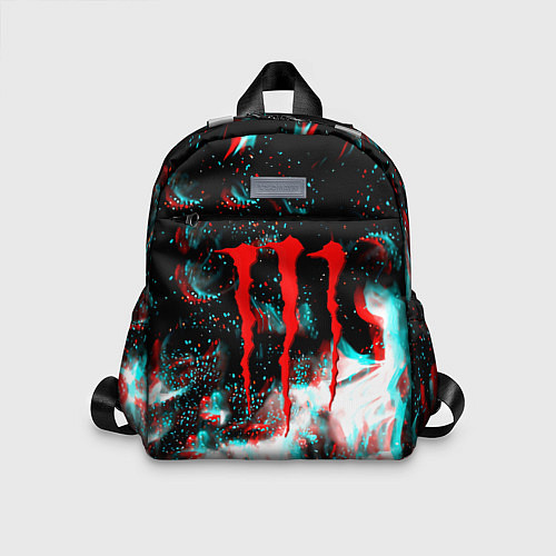 Детский рюкзак Monster energy огонь глитч / 3D-принт – фото 1