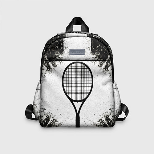 Детский рюкзак Теннисная ракетка в черно-белом / 3D-принт – фото 1