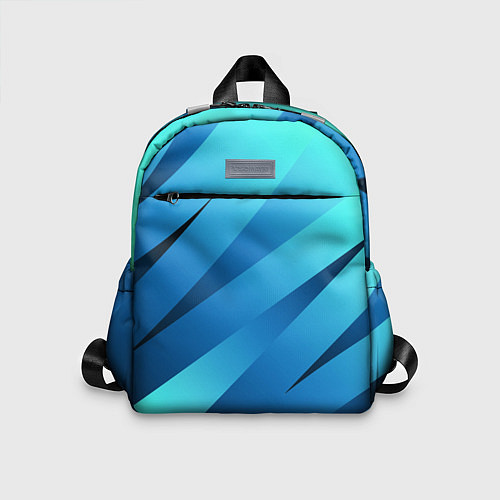 Детский рюкзак Сине-голубой абстрактные полосы / 3D-принт – фото 1