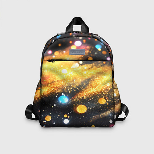 Детский рюкзак Золотая текстура на черном фоне / 3D-принт – фото 1