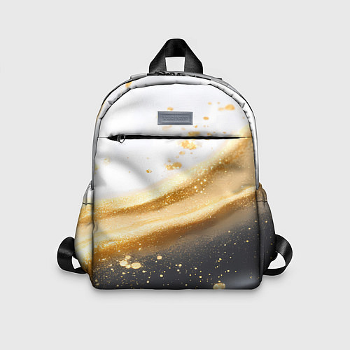 Детский рюкзак Черно-золотая текстура на белом / 3D-принт – фото 1