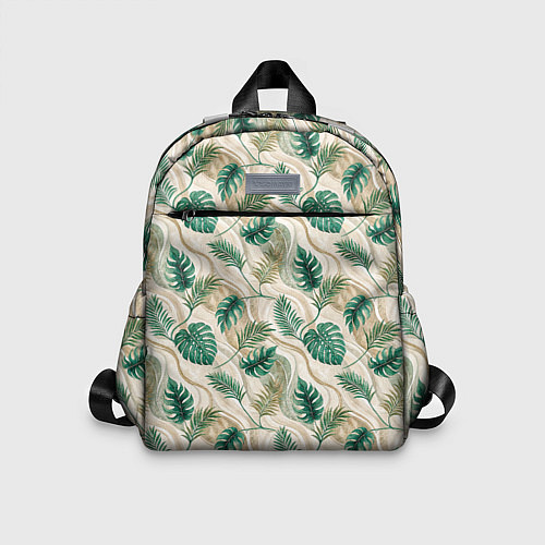 Детский рюкзак Листья монстеры на мраморном фоне / 3D-принт – фото 1
