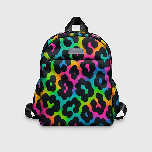 Детский рюкзак Леопардовый узор на разноцветном фоне / 3D-принт – фото 1