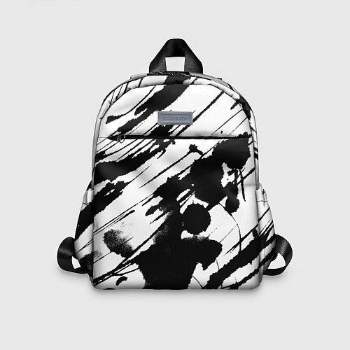Детский рюкзак Брызги и штрихи черной краски / 3D-принт – фото 1