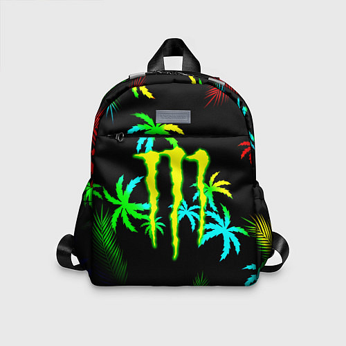 Детский рюкзак Monster energy тропики кислотные / 3D-принт – фото 1