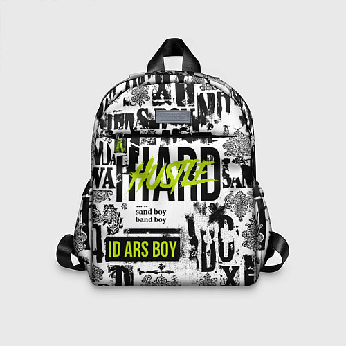 Детский рюкзак Pattern with inscriptions hustle sand boy / 3D-принт – фото 1
