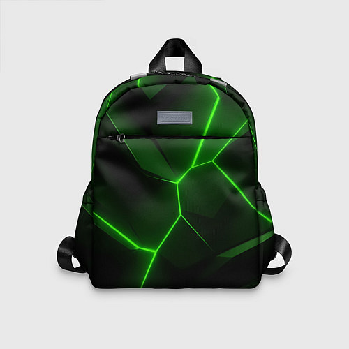 Детский рюкзак Зеленая текстура с неоном / 3D-принт – фото 1