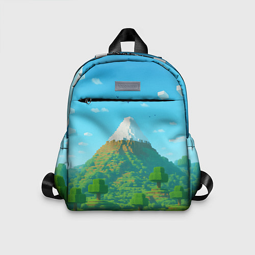 Детский рюкзак Пейзаж Minecraft с горой со снежной шапкой / 3D-принт – фото 1