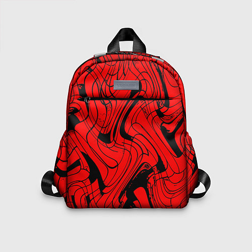 Детский рюкзак Чёрно-красный абстрактный линии / 3D-принт – фото 1