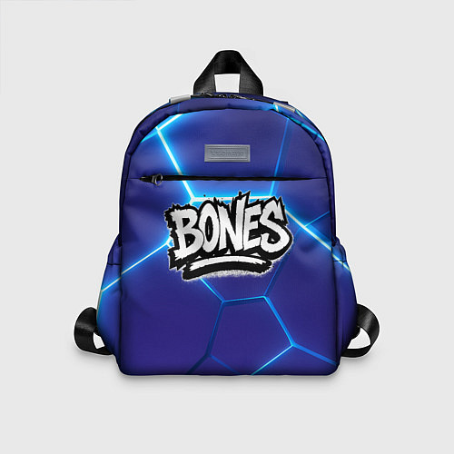 Детский рюкзак Bones белое лого на синих плитах / 3D-принт – фото 1