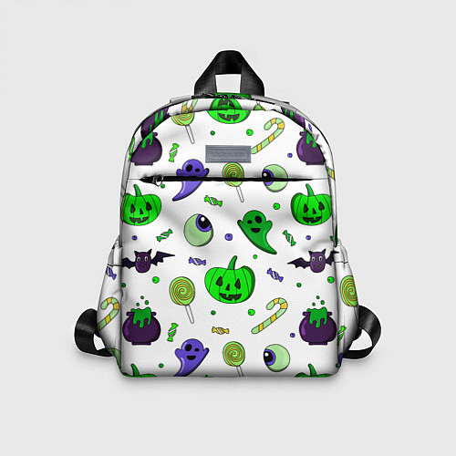 Детский рюкзак Halloween light green pumpkin ghost pattern / 3D-принт – фото 1