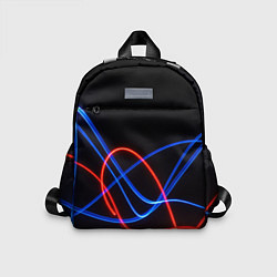 Детский рюкзак Красно синие неоновые линии на черном фоне, цвет: 3D-принт