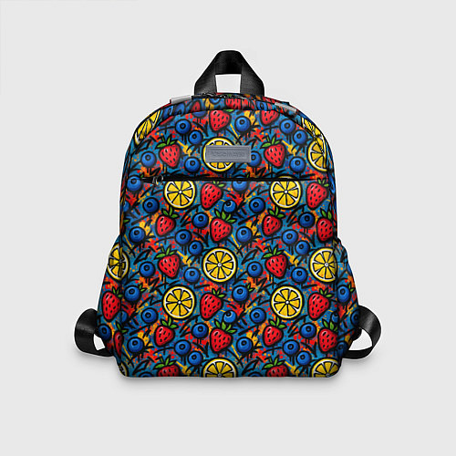 Детский рюкзак Ягоды и фрукты паттерн / 3D-принт – фото 1