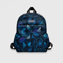 Детский рюкзак Футуристическая сине-фиолетовая абстракция с хакер, цвет: 3D-принт