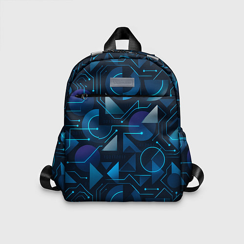 Детский рюкзак Футуристическая сине-фиолетовая абстракция с хакер / 3D-принт – фото 1