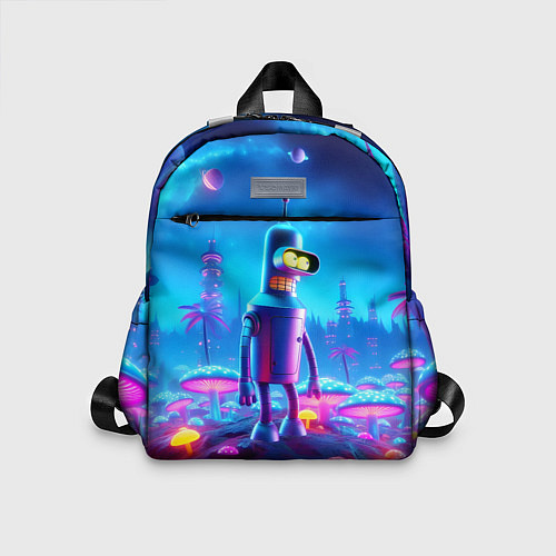 Детский рюкзак Бендер на сказочной неоновой грибной планете - ней / 3D-принт – фото 1