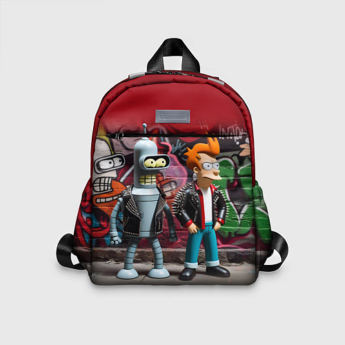 Детский рюкзак Bender bending robot and Fry - ai art graffiti / 3D-принт – фото 1