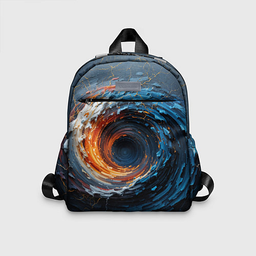 Детский рюкзак Краска синяя и оранжевая в форме вихря / 3D-принт – фото 1