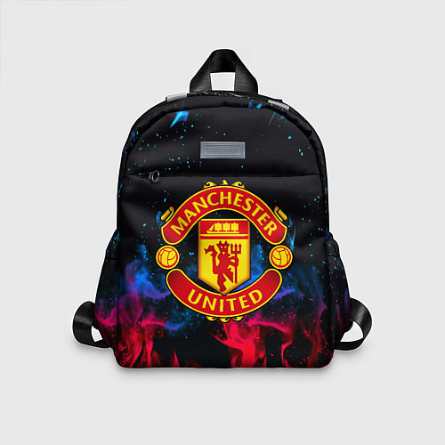 Детский рюкзак Манчестер Юнайтед неоновый огонь / 3D-принт – фото 1