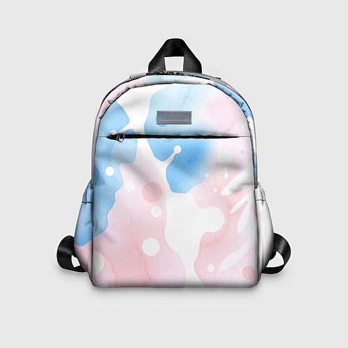 Детский рюкзак Розовые и голубые акварельные пятна на белом, AI / 3D-принт – фото 1