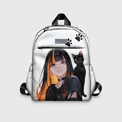 Детский рюкзак Девушка и кот / 3D-принт – фото 1