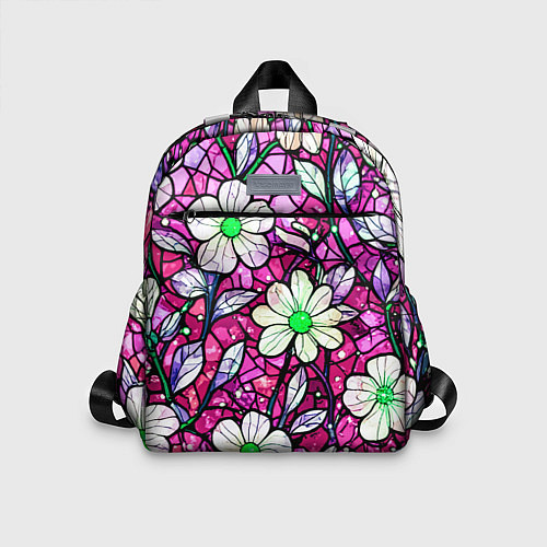 Детский рюкзак Цветочный розовый витраж / 3D-принт – фото 1
