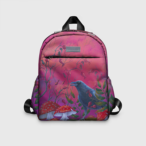 Детский рюкзак Готический ворон в мухоморах / 3D-принт – фото 1