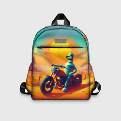 Детский рюкзак Робот Бендер на мотоцикле в пустыне, цвет: 3D-принт