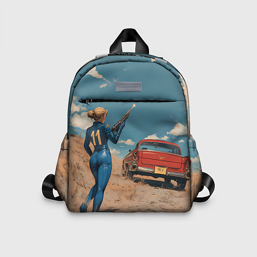 Детский рюкзак Fallout девушка и старое авто / 3D-принт – фото 1