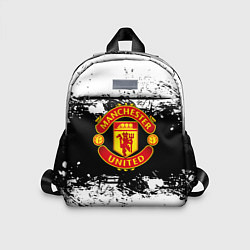 Детский рюкзак Манчестер Юнайтед черно белые краски лого, цвет: 3D-принт