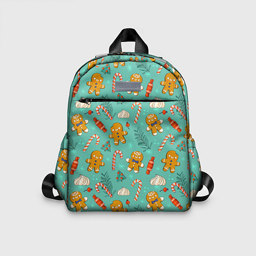 Детский рюкзак Новогодний паттерн печенье с конфетами / 3D-принт – фото 1
