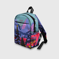 Детский рюкзак Новогодние елки в горном городке, цвет: 3D-принт — фото 2