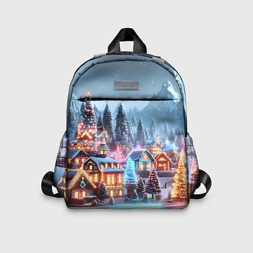 Детский рюкзак Городок в новогодних огоньках / 3D-принт – фото 1