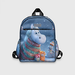 Детский рюкзак Новогодняя лошадь с подарками